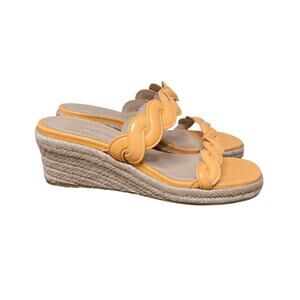 STUART WEITZMAN Patent Leather Twist Slip On Espadrilles Mango Size 6